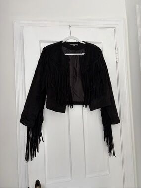 bagatelle Black Suede Fringe Jacket